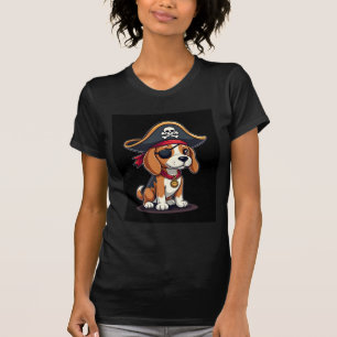 Beagle-Piratenkostüm Jolly Roger Flagge Totenkopf T-Shirt