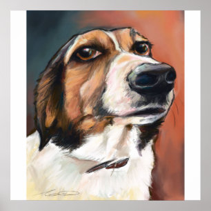 Beagle Portrait   Zeichnend Farbstift Poster