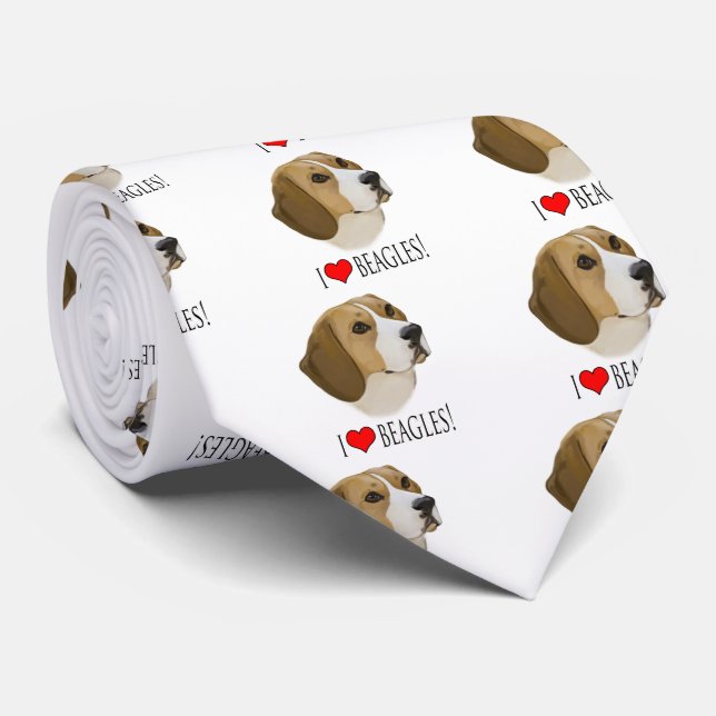 Beagle-Porträt: I Liebe-Beagles! Krawatte (Gerollt)