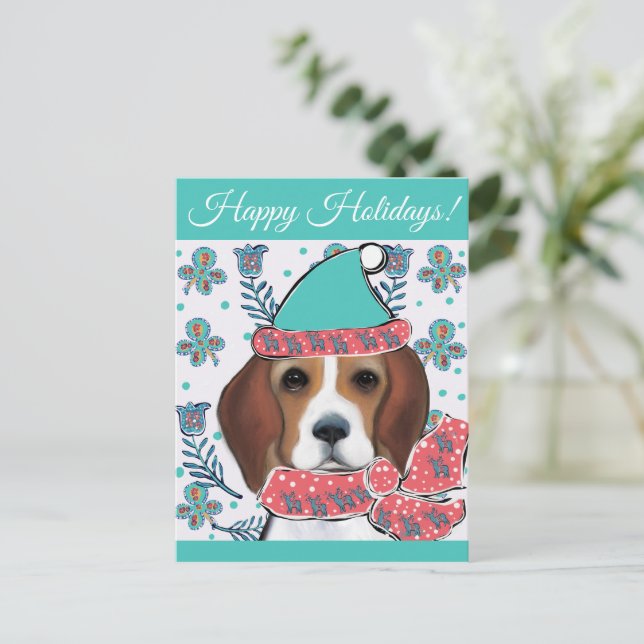 Beagle Postkarte (Stehend Vorderseite)