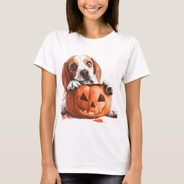 Beagle Pumpkin Halloween T-Shirt (Vorderseite)