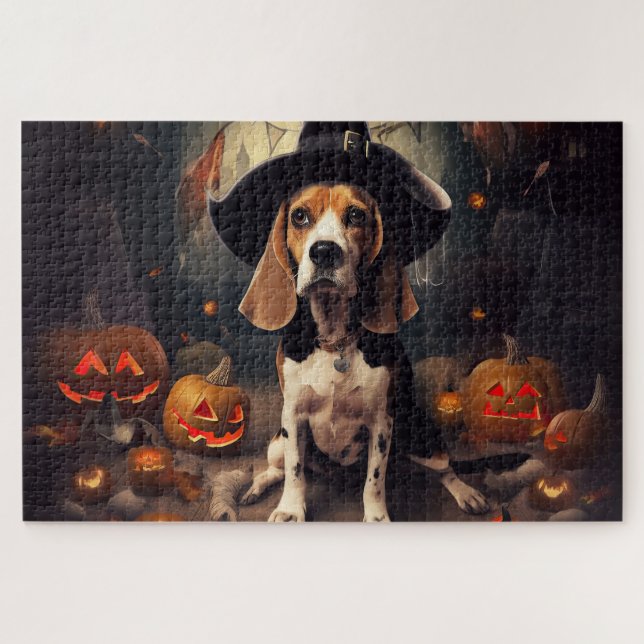 Beagle Pumpkins Halloween Beängstigend (Horizontal)