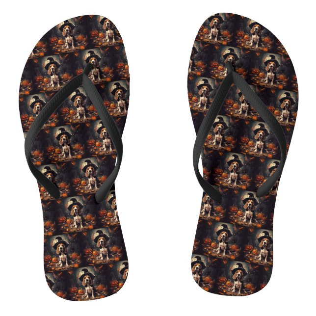 Beagle Pumpkins Halloween Beängstigend Flip Flops (Fußbett)