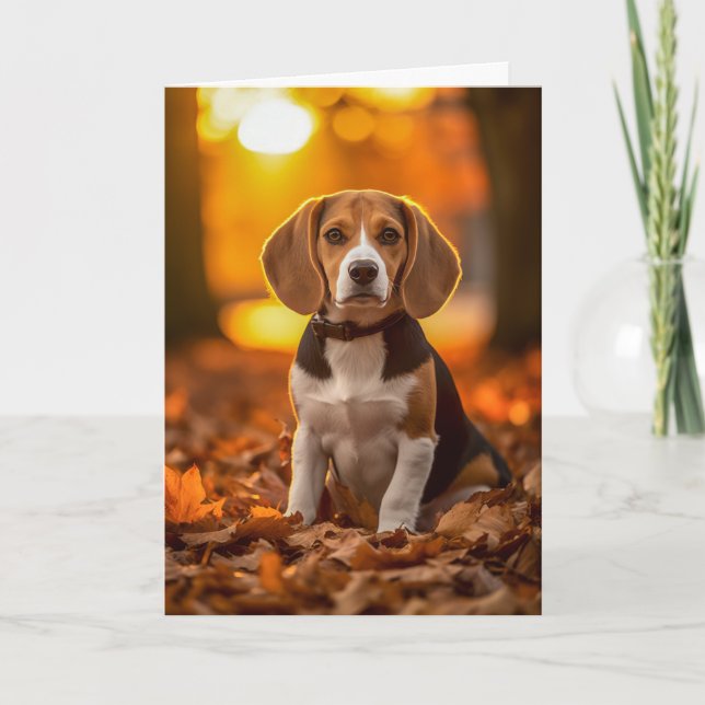 Beagle Pup Erntedank Feiertagskarte (Vorderseite)