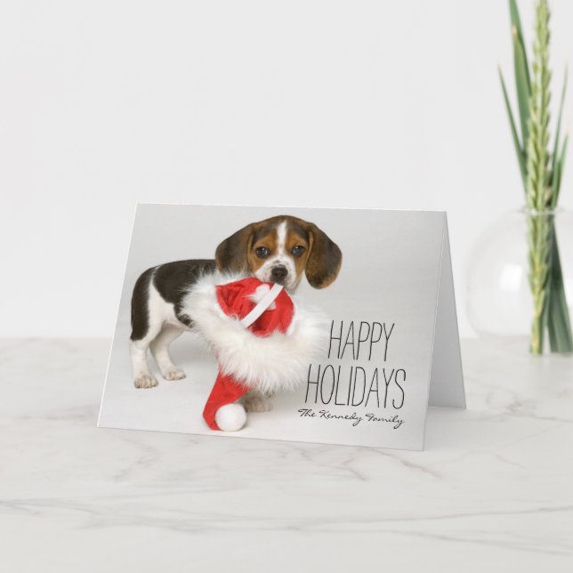 Beagle Puppy Feiertagskarte (Vorderseite)