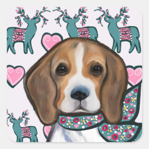 Beagle Quadratischer Aufkleber