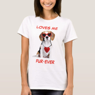 Beagle Red Black Heart Heart Shaped Sonnenbrille T-Shirt