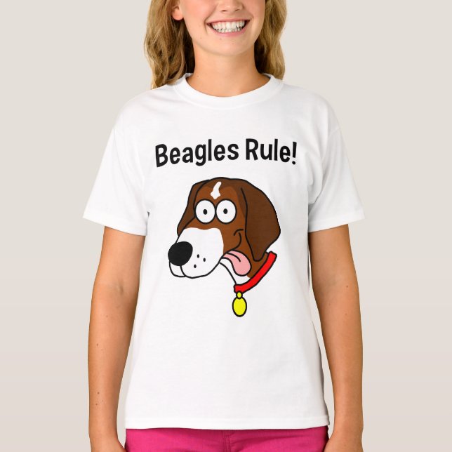 "Beagle-Regel!" Der Wecker-T - Shirt des Mädchens (Vorderseite)