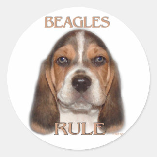 Beagle Regel! Runder Aufkleber