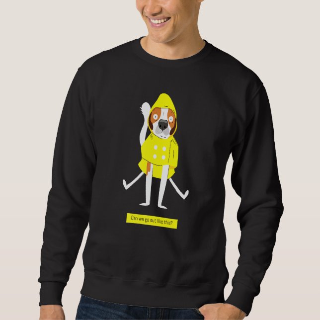 Beagle Regen Ausgehen Gelber Hund Welpe Schwarz Sweatshirt (Vorderseite)