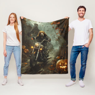 Beagle Riding Motorrad Halloween Beängstigend Fleecedecke