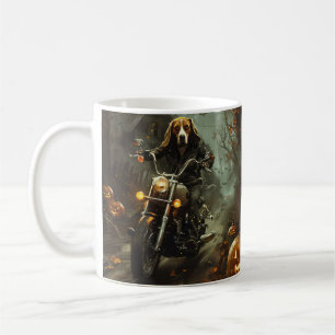 Beagle Riding Motorrad Halloween Beängstigend Kaffeetasse