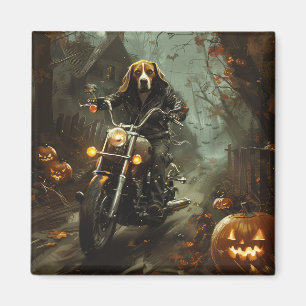 Beagle Riding Motorrad Halloween Beängstigend Magnet