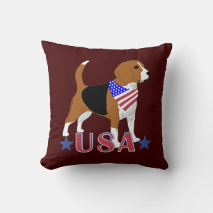 Beagle Rot Weiß Blau USA Patriotisch Rot Kissen