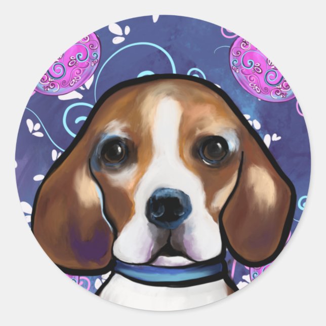 Beagle Runder Aufkleber (Vorderseite)