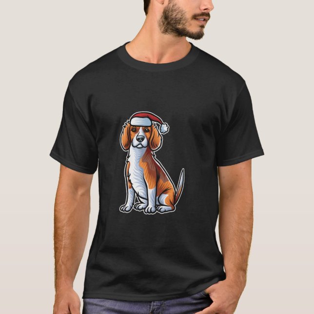 Beagle Santa Claus Hat frohe Weihnachtsfrau Dog X  T-Shirt (Vorderseite)