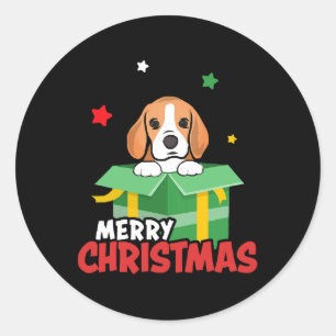 Beagle Santa Dog liebt frohe Weihnachten Weihnacht Runder Aufkleber