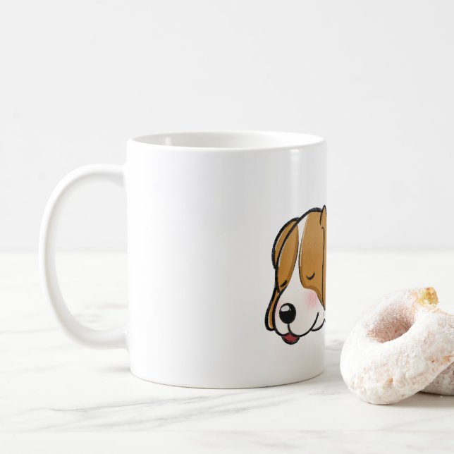 Beagle Schlafende Cartoon Kaffeetasse (Mit Donut)