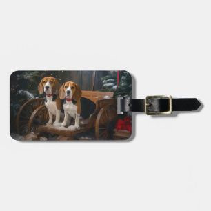Beagle Schnee Schlitten Weihnachtsdekoration Gepäckanhänger