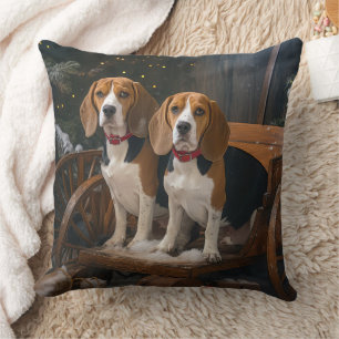 Beagle Schnee Schlitten Weihnachtsdekoration Kissen