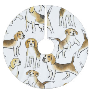 Beagle Schönheit: Wasserfarben-Hundemuster Polyester Weihnachtsbaumdecke