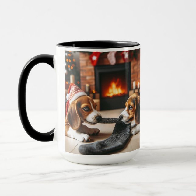 Beagle Sharing Weihnachts Coffee Tasse Cup (Links)