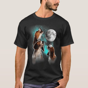 Beagle Shirt, Beagle Howling am Mond, Beagle L T-Shirt