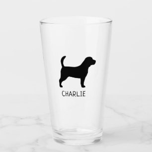 Beagle Silhouette Personalisiert Hunde Rasse Glas
