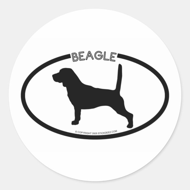 Beagle Silhouette Schwarzer Sticker (Vorderseite)