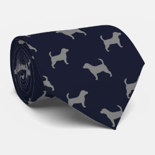 Beagle-Silhouetten-Muster Navyblau Hundeliebhaber Krawatte