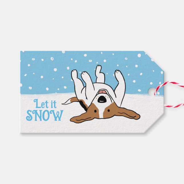 Beagle Snow Dog Weihnachtsgeschenk Geschenkanhänger (Vorderseite (Horizontal))