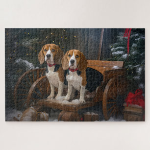 Beagle Snowy Sleigh Weihnachtsdekor