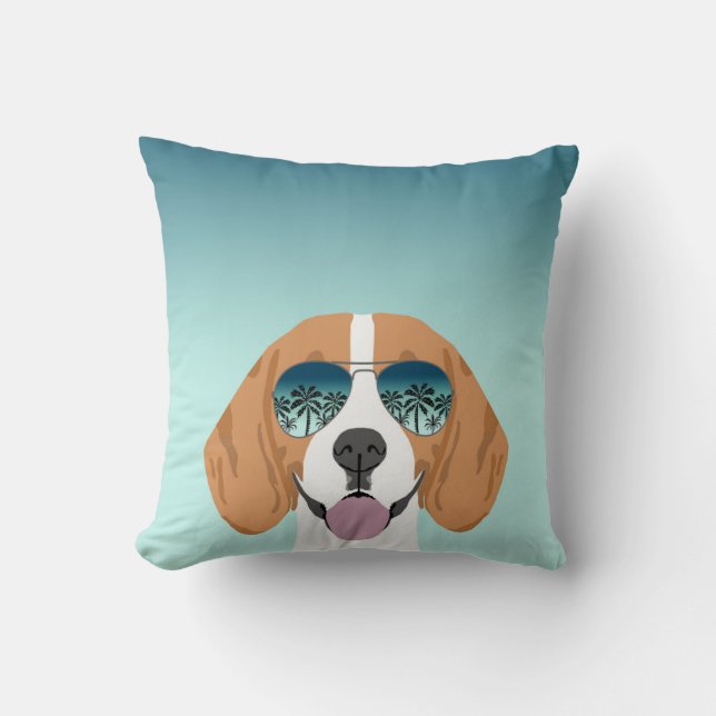 Beagle Sonnenbrille Sommerhundkissen Kissen (Vorderseite)