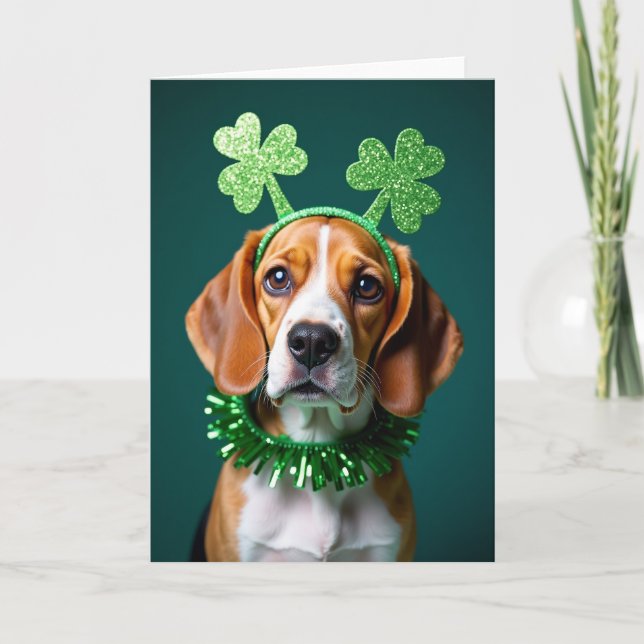 Beagle St. Patrick's Day Karte (Vorderseite)