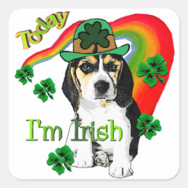 Beagle St Patrick's Day Quadratischer Aufkleber