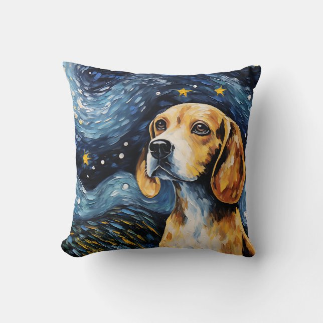 Beagle Starry Night Kissen (Vorderseite)