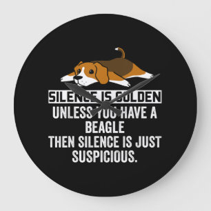 Beagle Stille ist goldener Hund Große Wanduhr