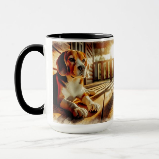 Beagle Sunning on Porch Kaffee Tasse Cup (Links)