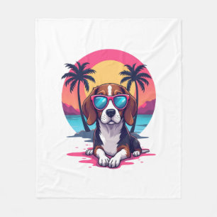 Beagle Sunset Background Shirt, Beagle Mama, Beagl Fleecedecke