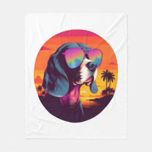 Beagle Sunset Background Shirt, Beagle Mama, Beagl Fleecedecke