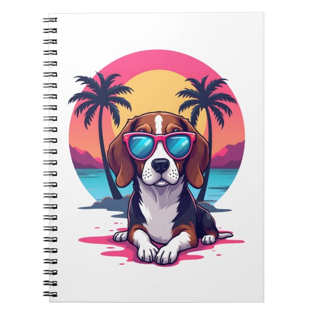 Beagle Sunset Background Shirt, Beagle Mama, Beagl Notizblock (Vorderseite)