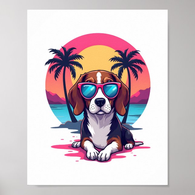 Beagle Sunset Background Shirt, Beagle Mama, Beagl Poster (Vorne)