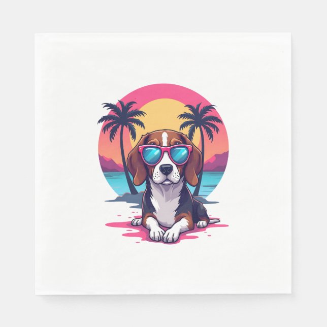 Beagle Sunset Background Shirt, Beagle Mama, Beagl Serviette (Vorderseite)
