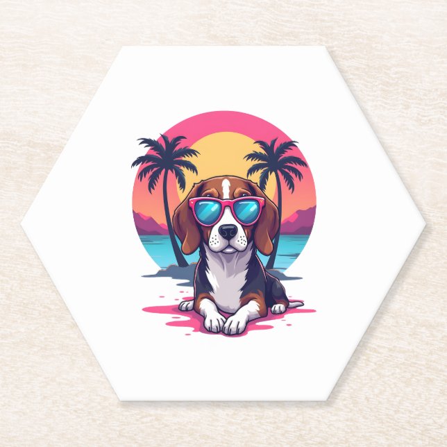 Beagle Sunset Background Shirt, Beagle Mama, Beagl Untersetzer (Vorderseite)