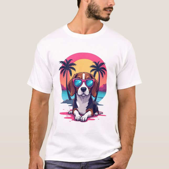 Beagle Sunset Background Shirt, Beagle Mom, Beagle T-Shirt (Vorderseite)
