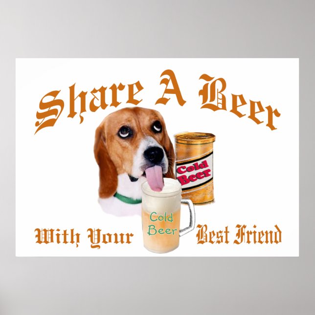 Beagle teilt ein Bierposter Poster (Vorne)