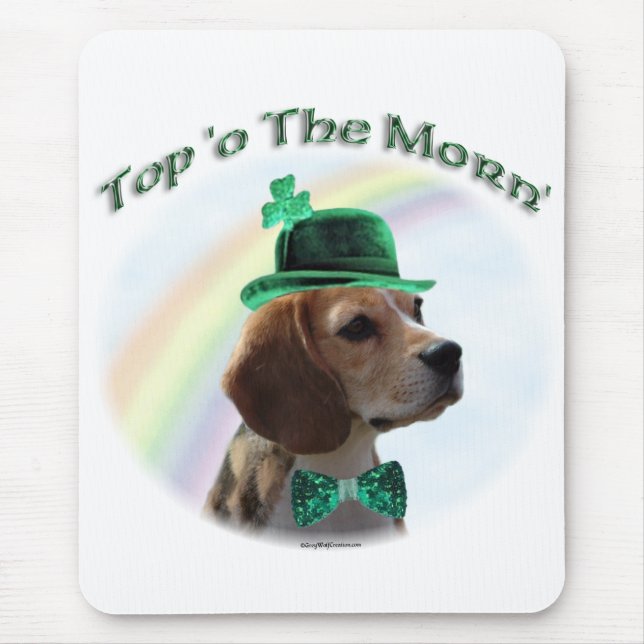 Beagle Top of the Morn'; Beagle St. Patrick's Day Mousepad (Vorne)