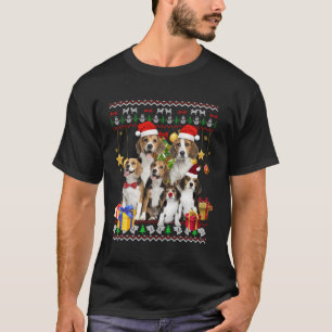 Beagle Ugly Christmas Sweater Weihnachtsmannmütze T-Shirt