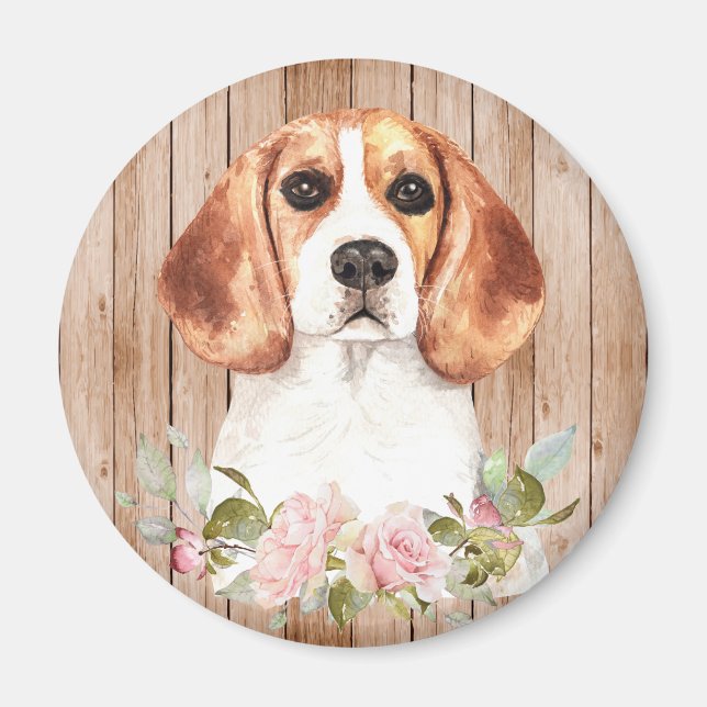 Beagle und Blume Magnet (Vorne)