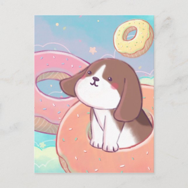 Beagle und Donuts Postkarte (Vorderseite)